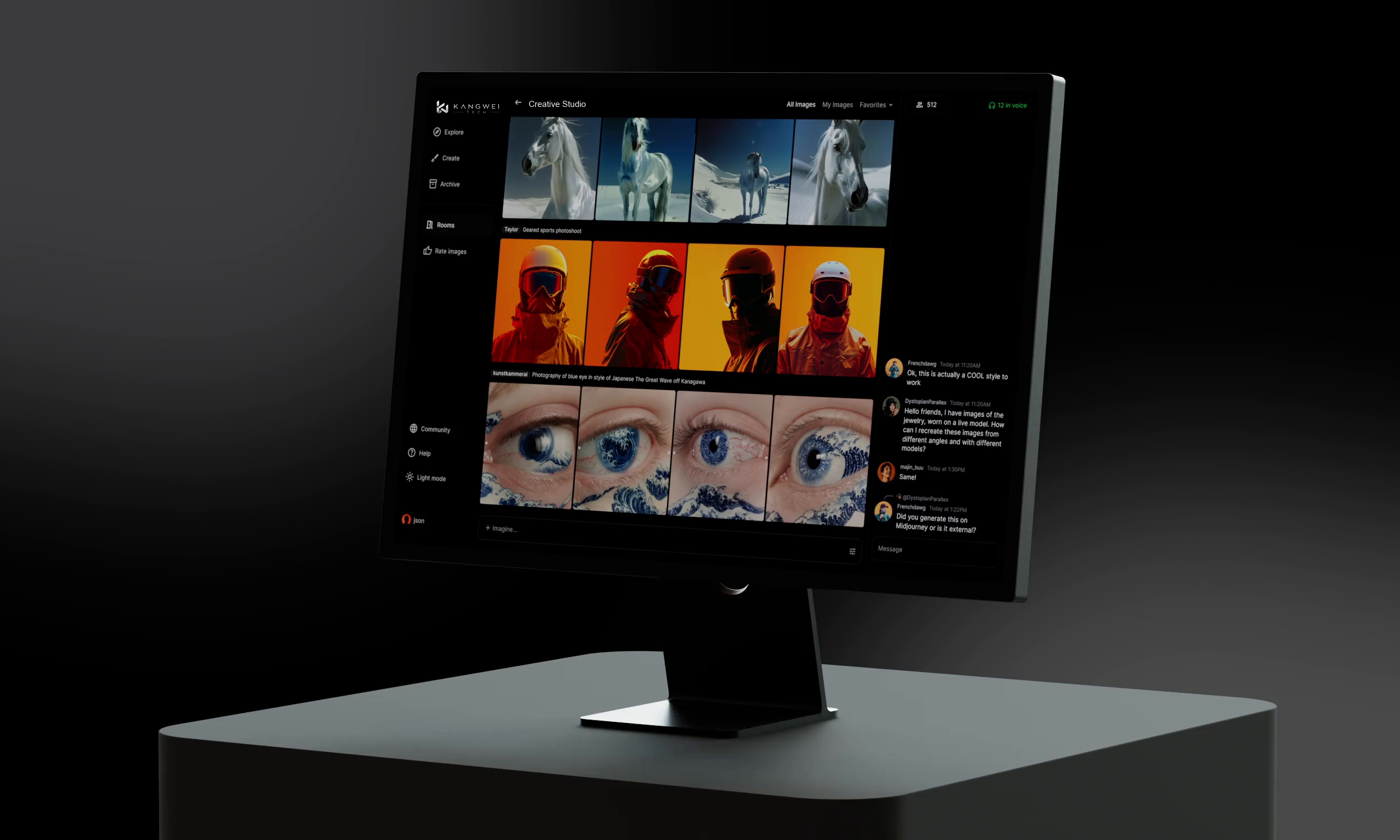 Kangwei Creative Studio concept on the original photographed desktop monitor; local brand adaptation, not a client case.