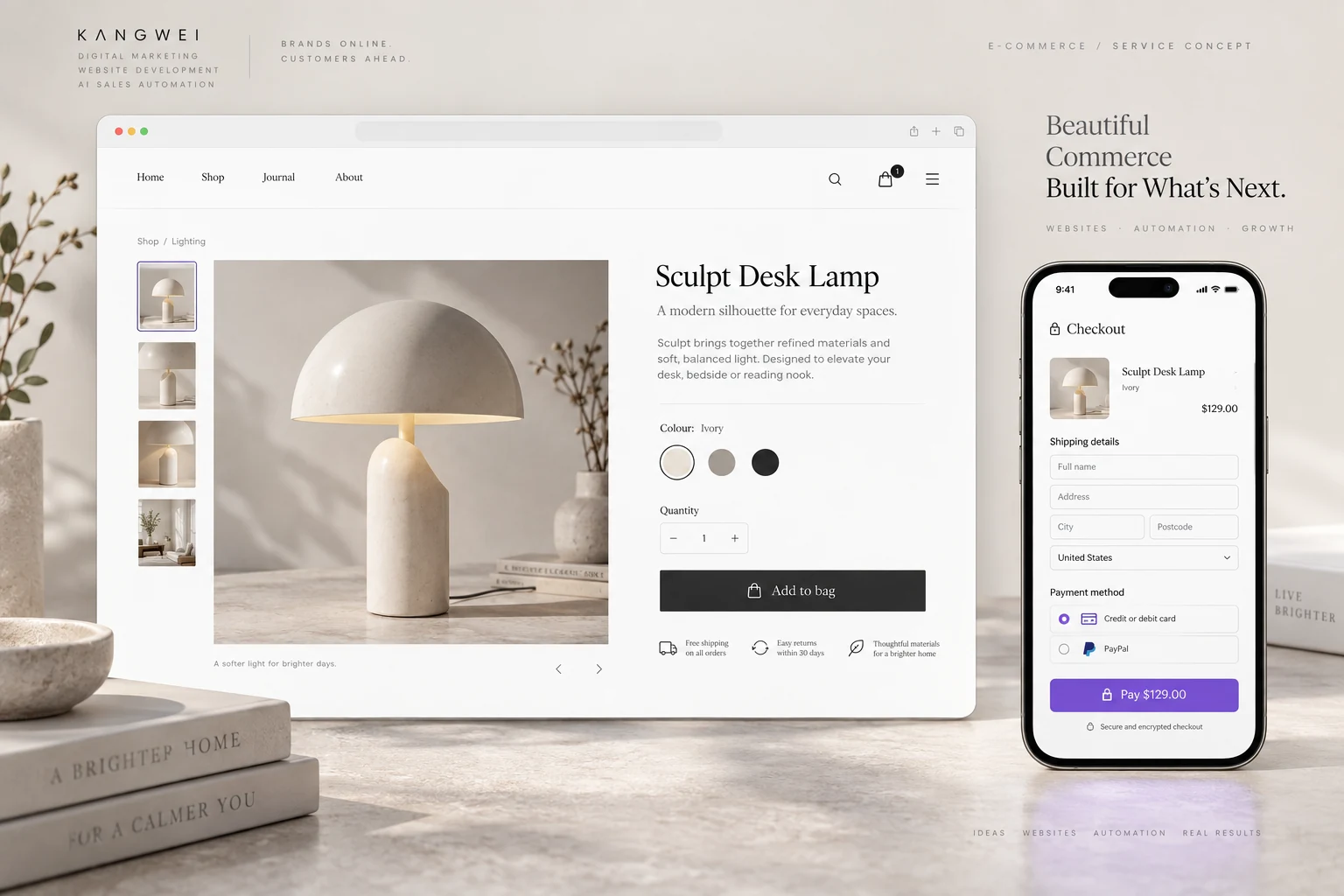Illustrative e-commerce product-page concept for presenting an offer and guiding a purchase.